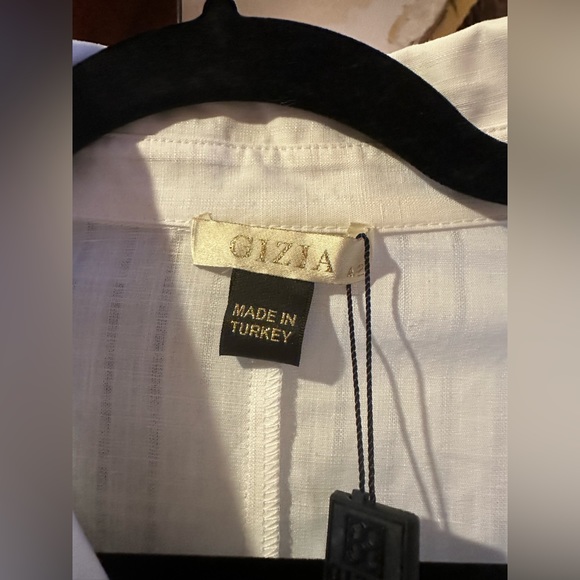 Brand New! GIZIA White Women Blouse with Real Crystals Size 42 - Picture 5 of 8